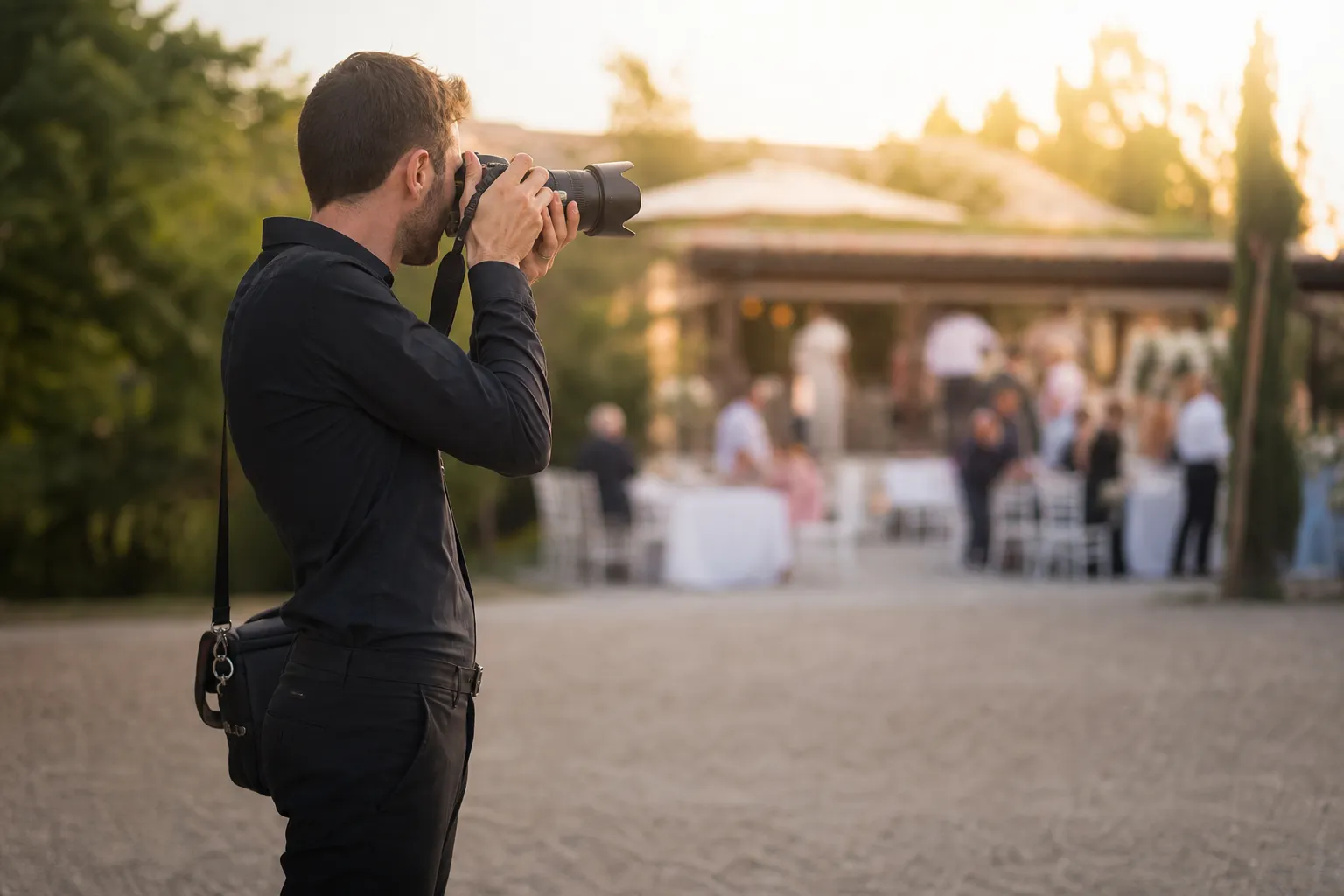 Photographe professionnel en reportage, matériel photo et drone